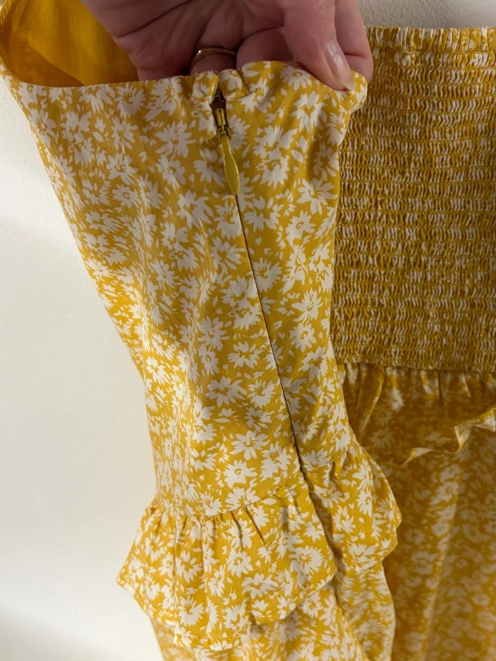 J. Crew Yellow Floral Ruffle Midi Dress Size 18